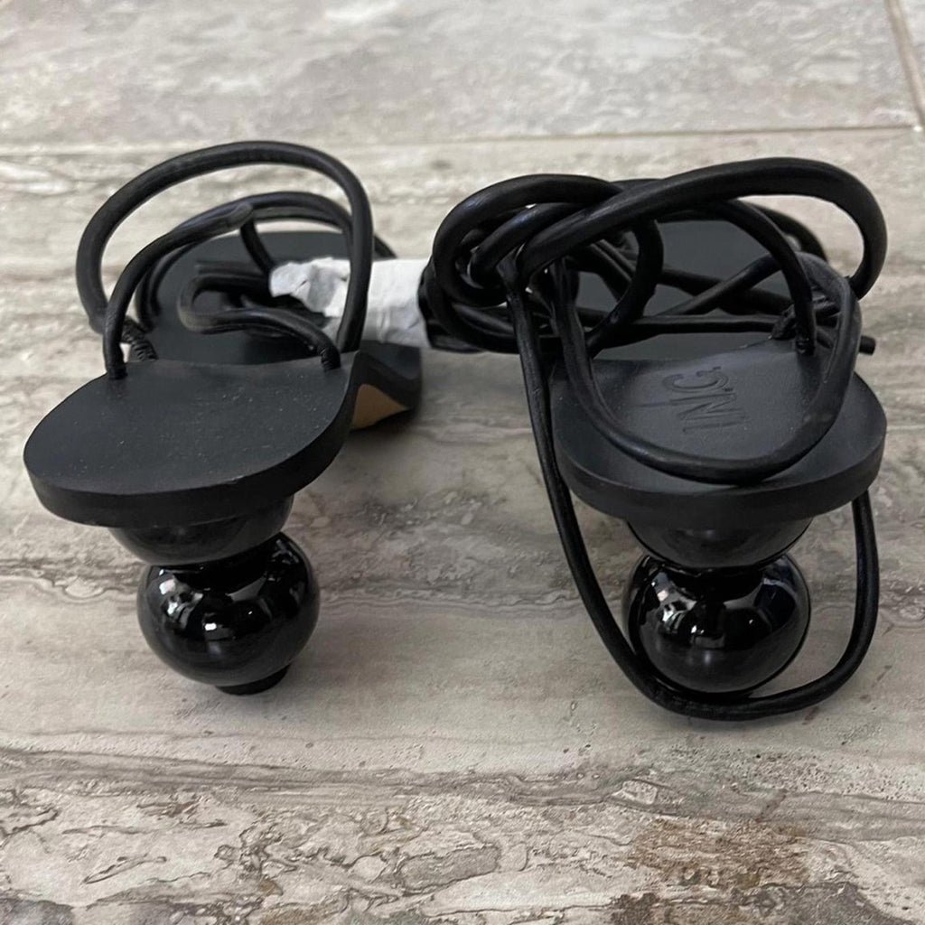 INC Chedel BLACK Lace-Up Ankle-T Sandals, Size 6 New in Box $79.50