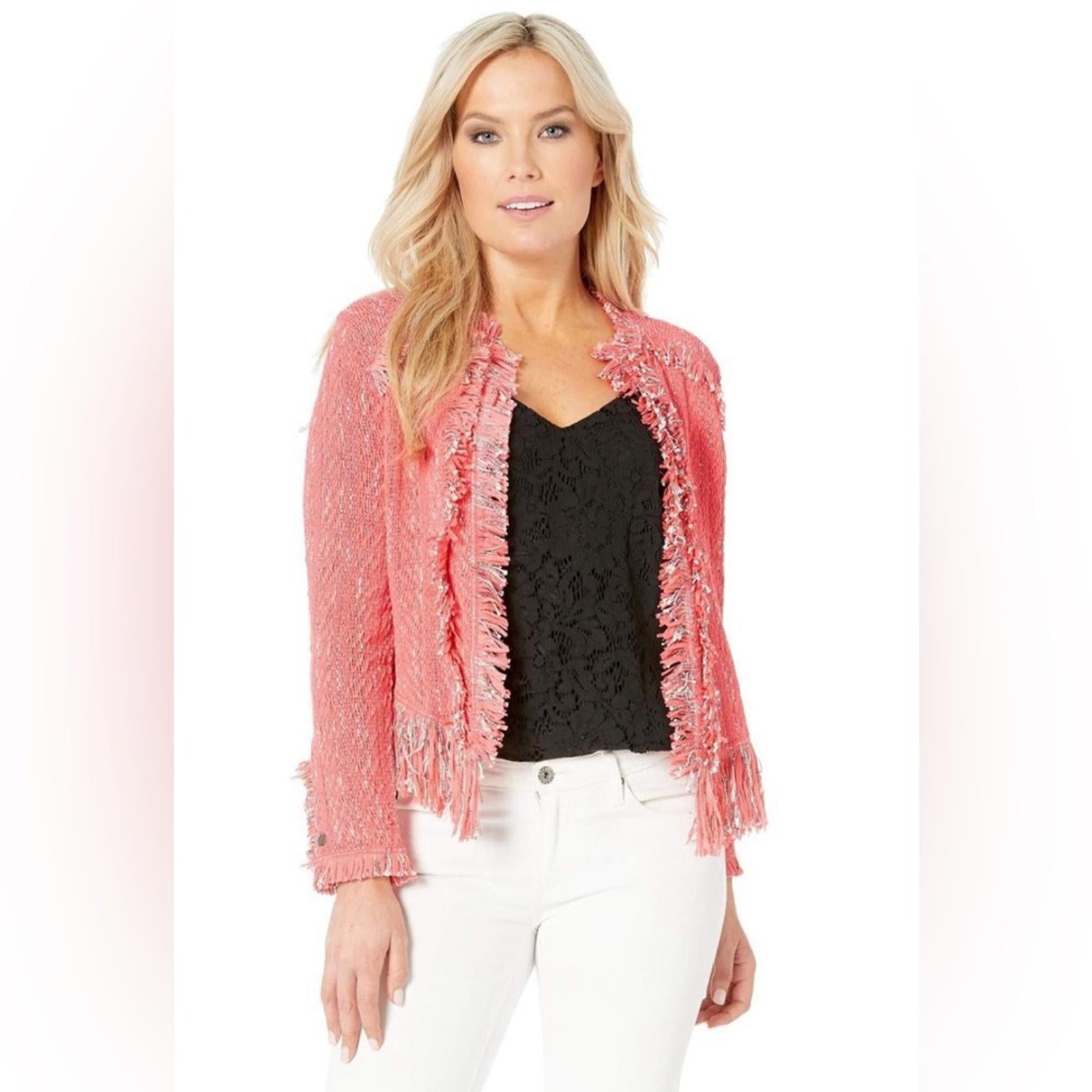 NIC+ZOE Fancy Fringe Jacket in Watermelon, Size XL New w/Tag