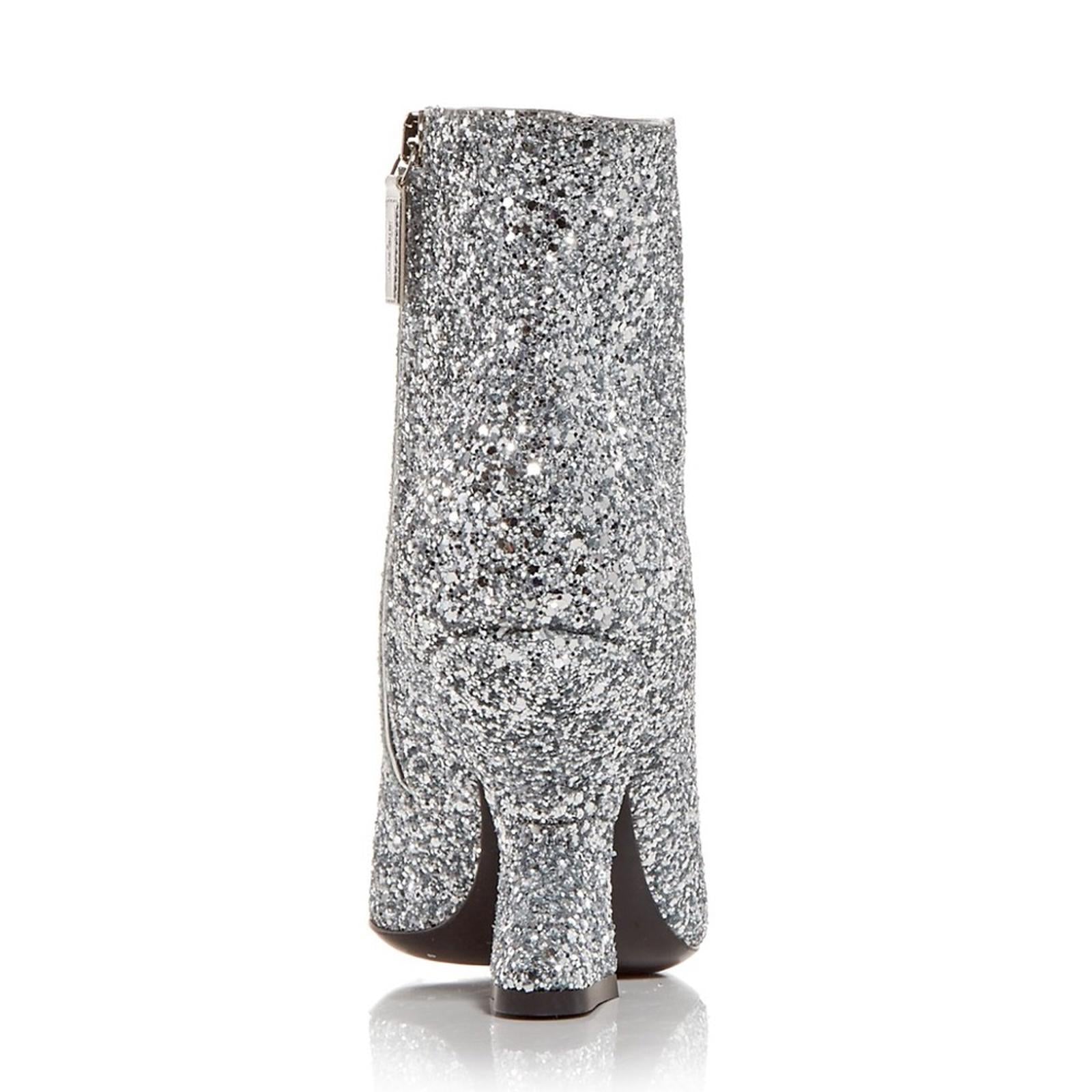 Salvatore Ferragamo Glitter Sculptural-Heel Zip Booties Size 10 New in Box $1295