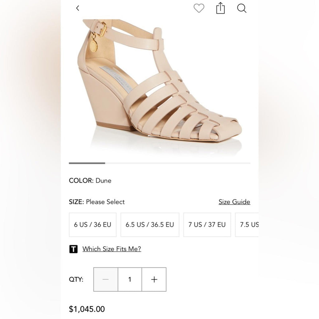 Stella McCartney Cowboy Wedge Sandals, Black Size 36.5 New in Box, Retail $1,045