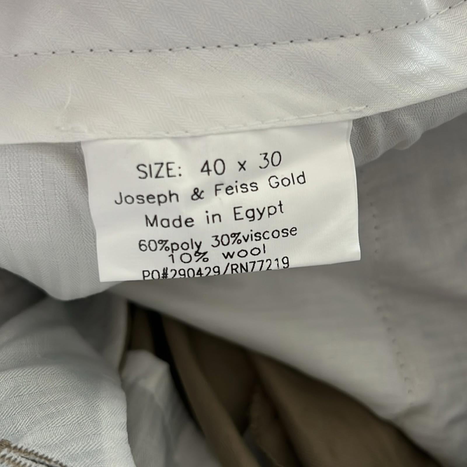 Joseph & Feiss Men's Khaki Chinos Wool-Blend, NWT, Size 40 X 30
