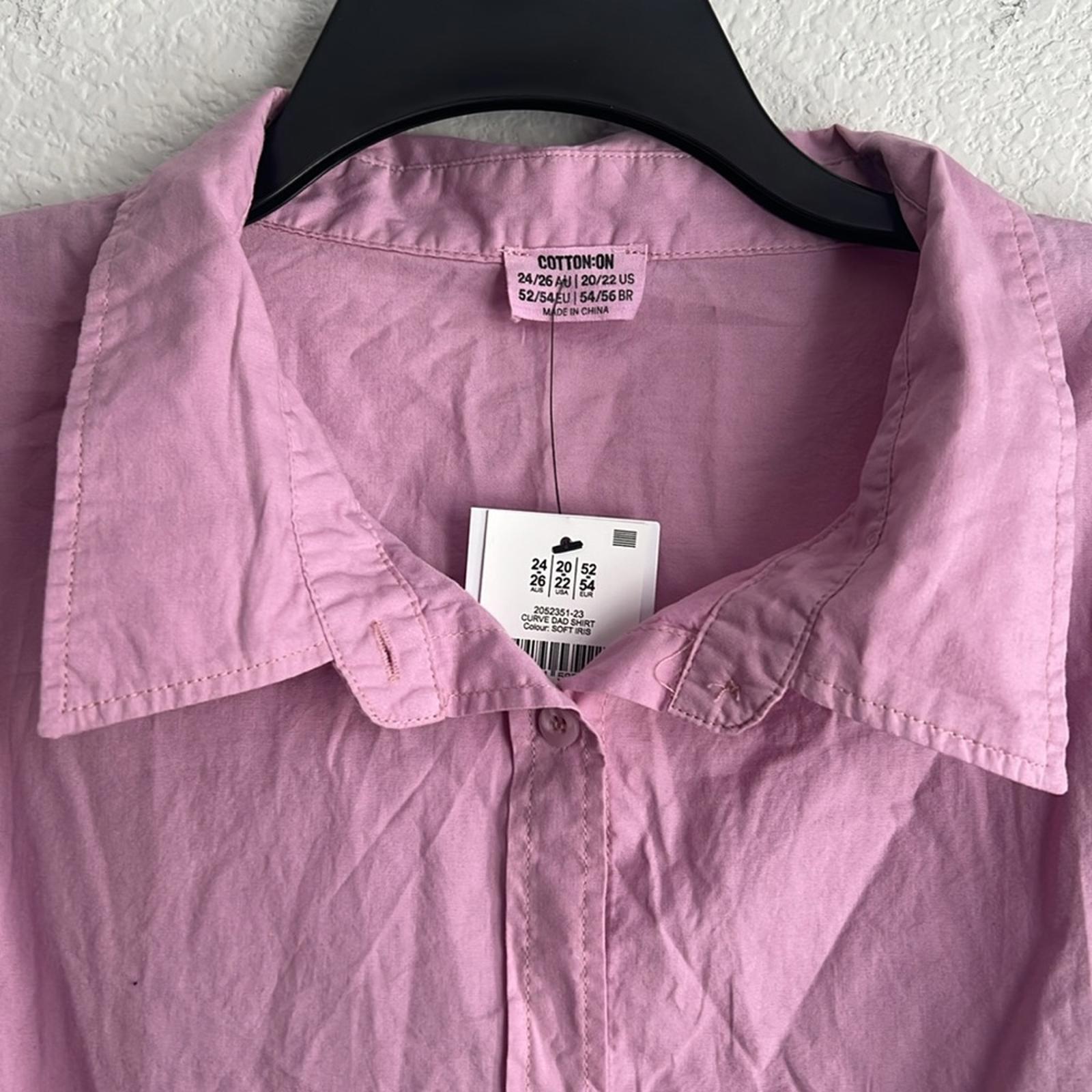 Cotton On Curve Dad Shirt in Soft Iris/Pink Shirt, NWT, Size 20-22