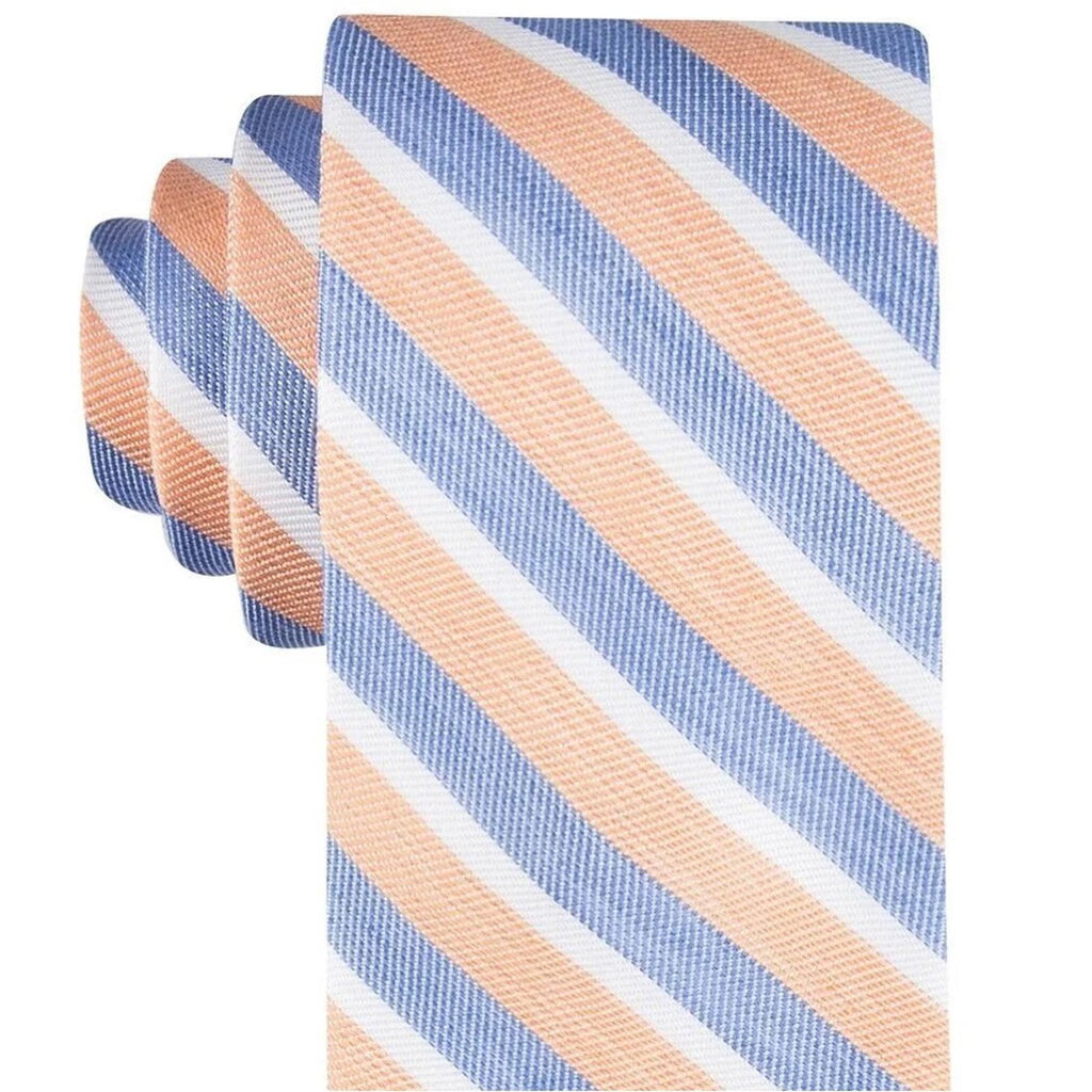 Tommy Hilfiger Men’s Linen Beach Stripe Tie in Peach, One Size, NWT