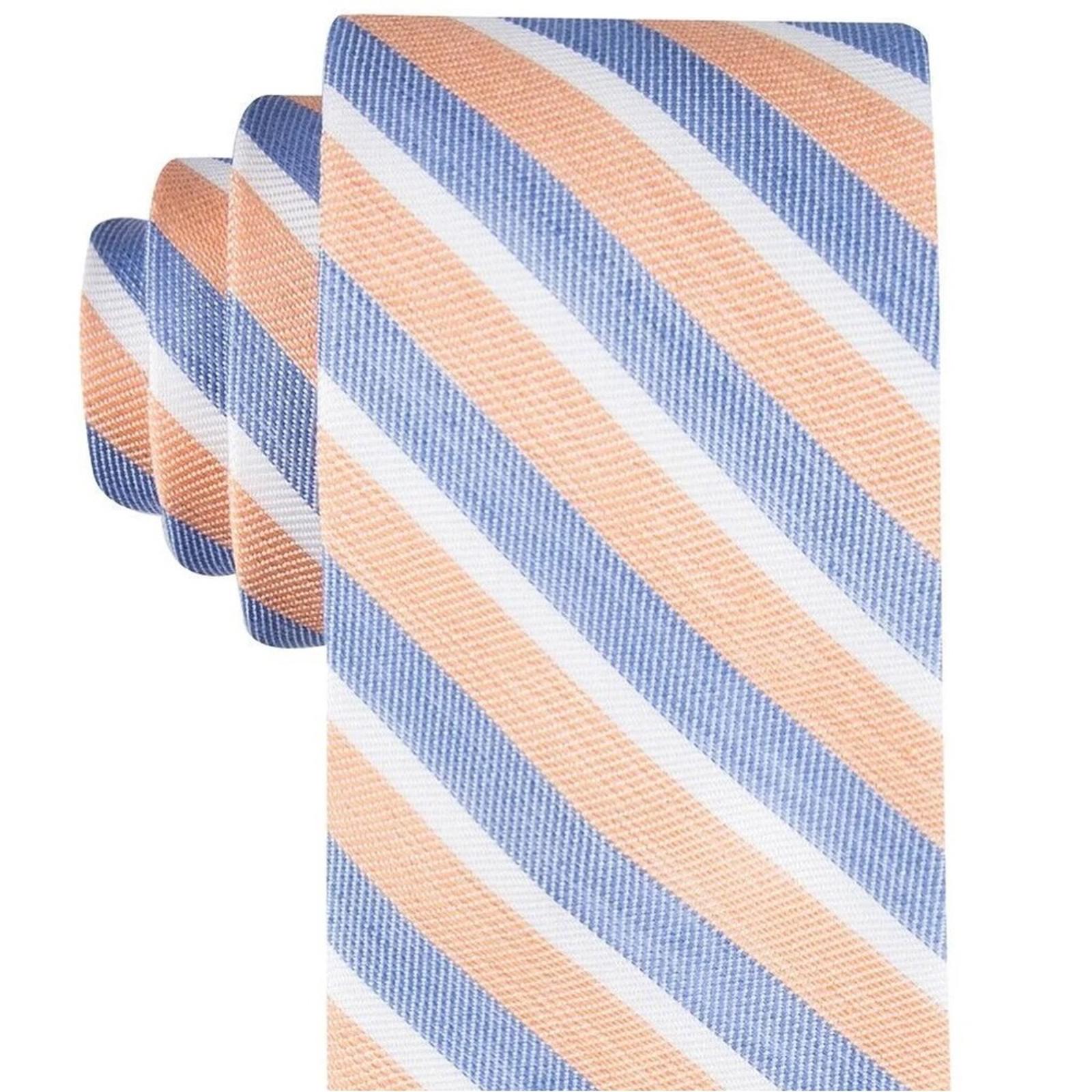 Tommy Hilfiger Men’s Linen Beach Stripe Tie in Peach, One Size, NWT