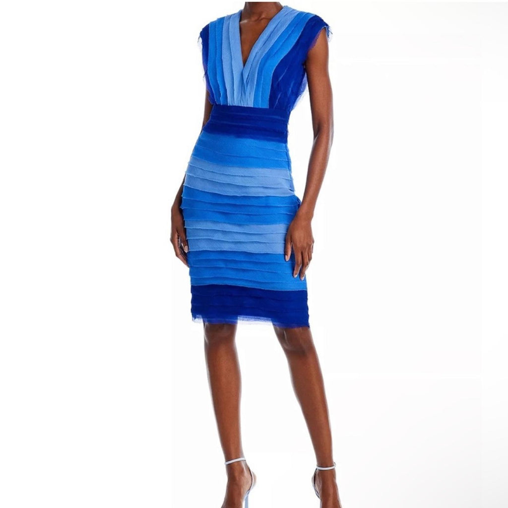 Tadashi Shoji Huxton Banded Ombré Midi Dress, Size 2 New w/Tag Retail $408