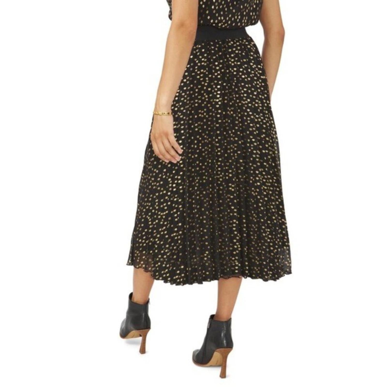 Vince Camuto Pleated Chiffon Foil Dot Maxi Skirt. Size S New w/Tag