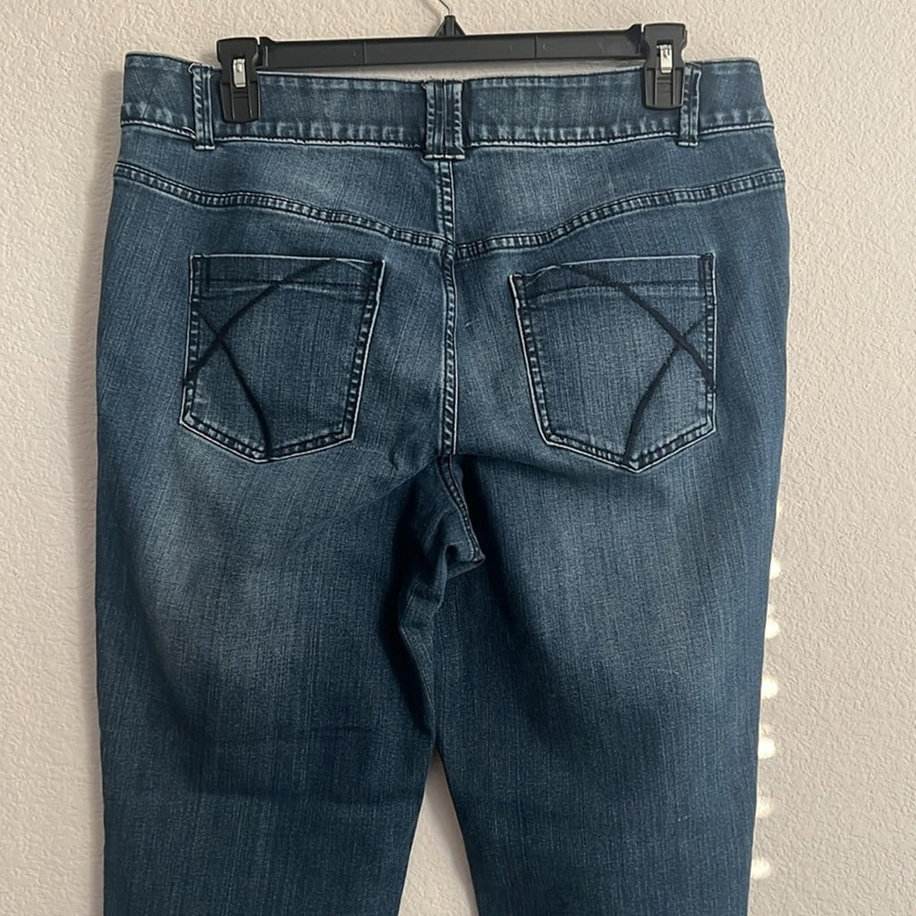 Lane Bryant High-Rise Tighter Tummy Two-Tone Skinny Jeans in Dark Wash, Size 18