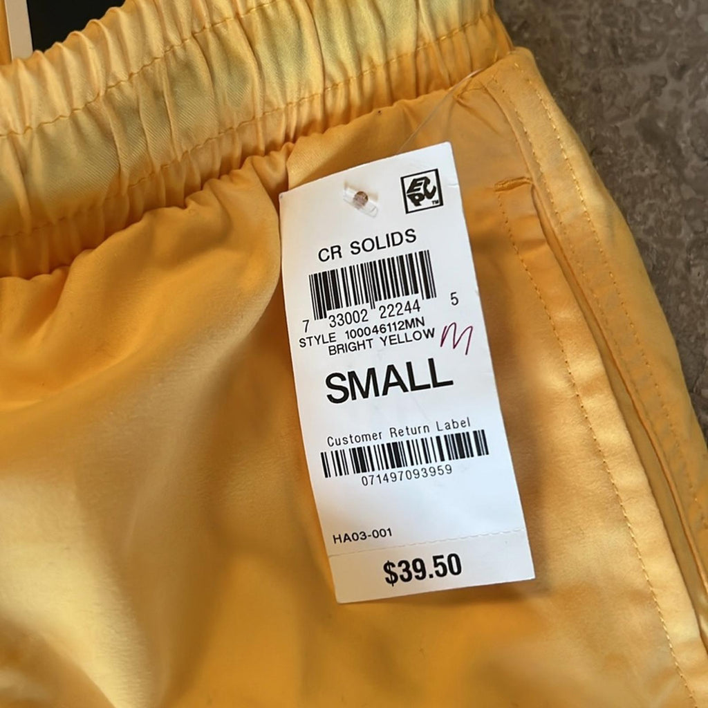 Club Room YELLOW Quick-Dry Performance Solid 7" Inseam Swim Trunks, Size S NWT