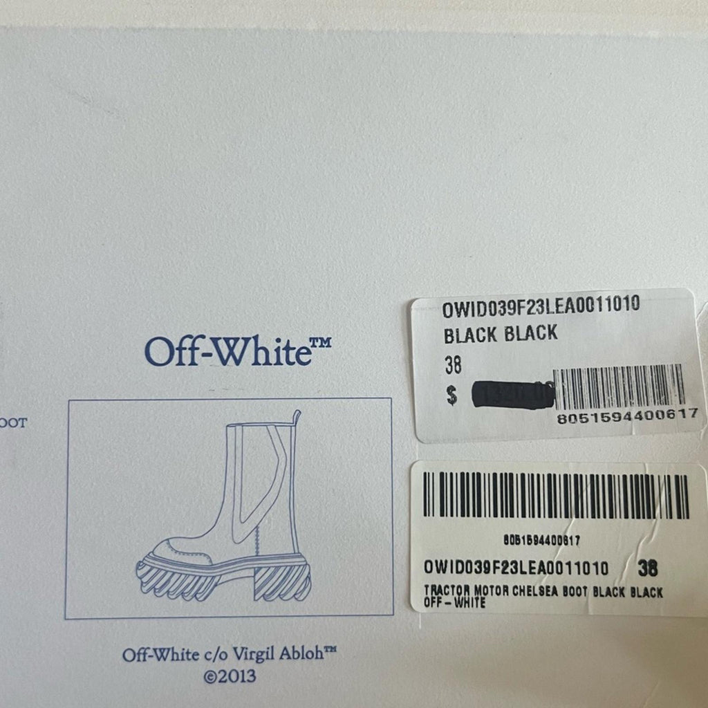 Off-White Black Tractor Motor Leather Boots, NWT, Size 38