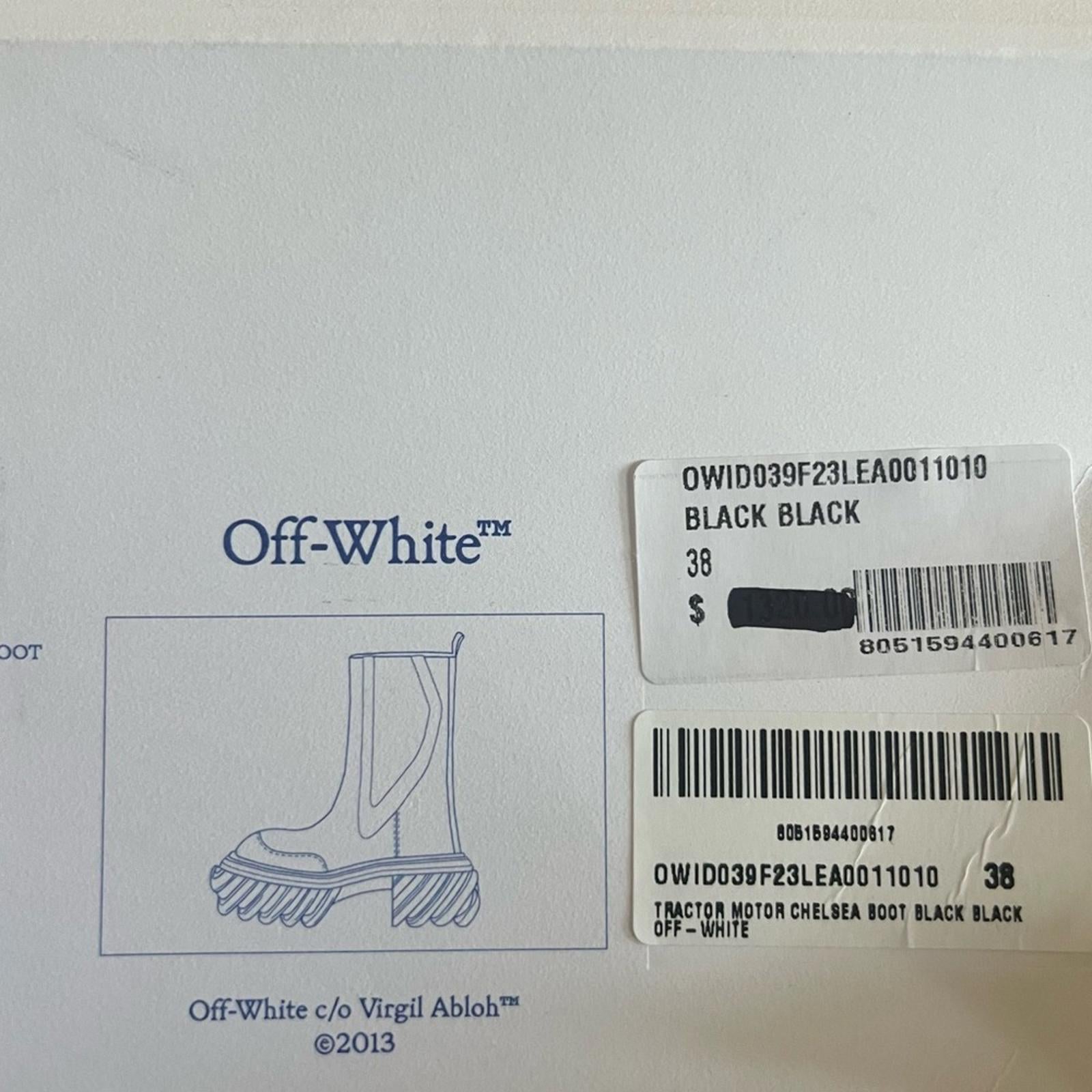 Off-White Black Tractor Motor Leather Boots, NWT, Size 38