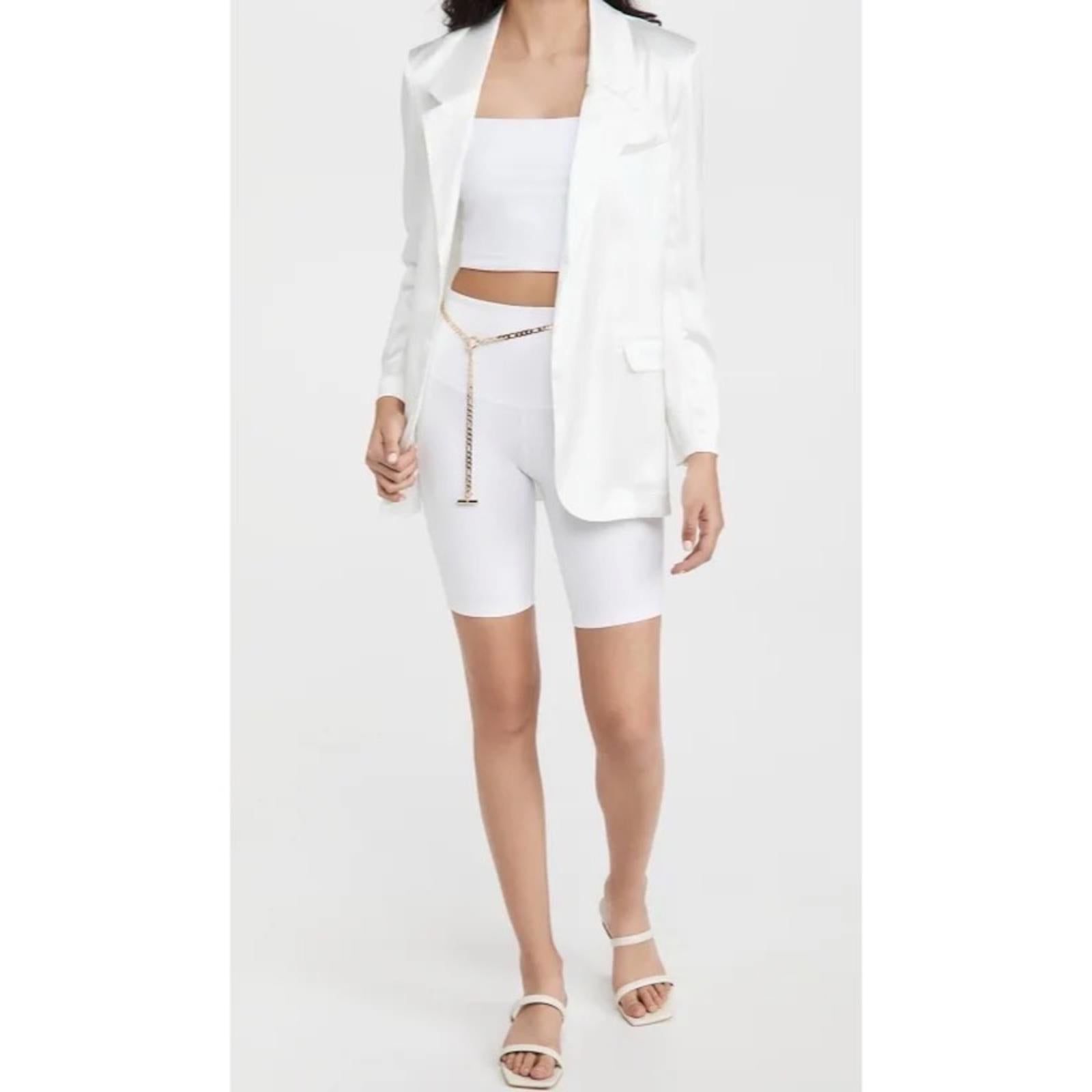 Steve Madden Revolve Smooth Talk Blazer, Satin One-Button in White Ivory NEW $99