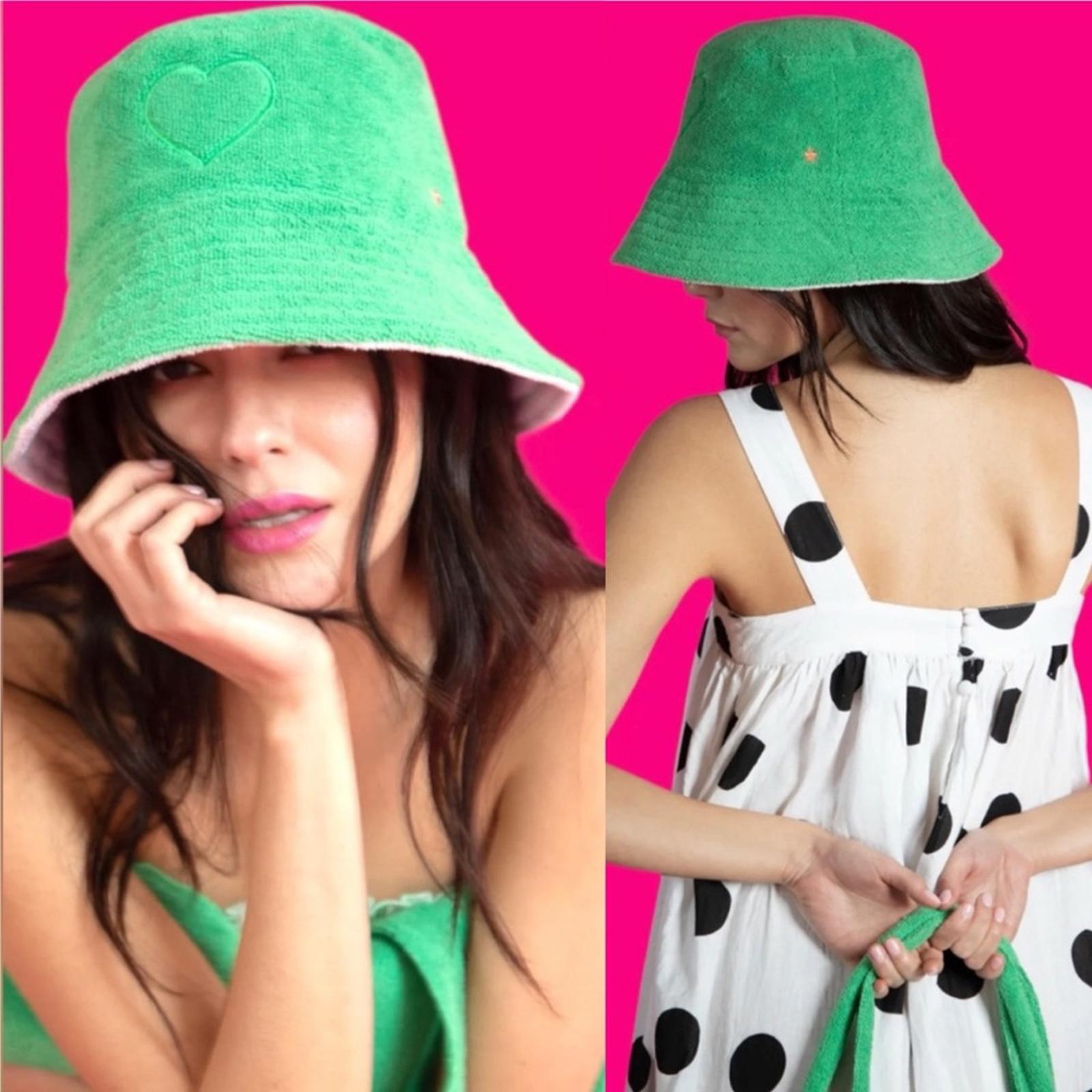 Jocelyn Palm Springs French Terry Bucket Hat, Green New w/Tag Retail $85