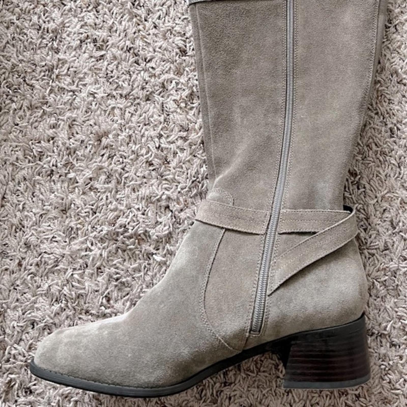 Marc Fisher Wide Calf Knee High Riding Boot in Taupe Suede, NEW, Size 11 Wide