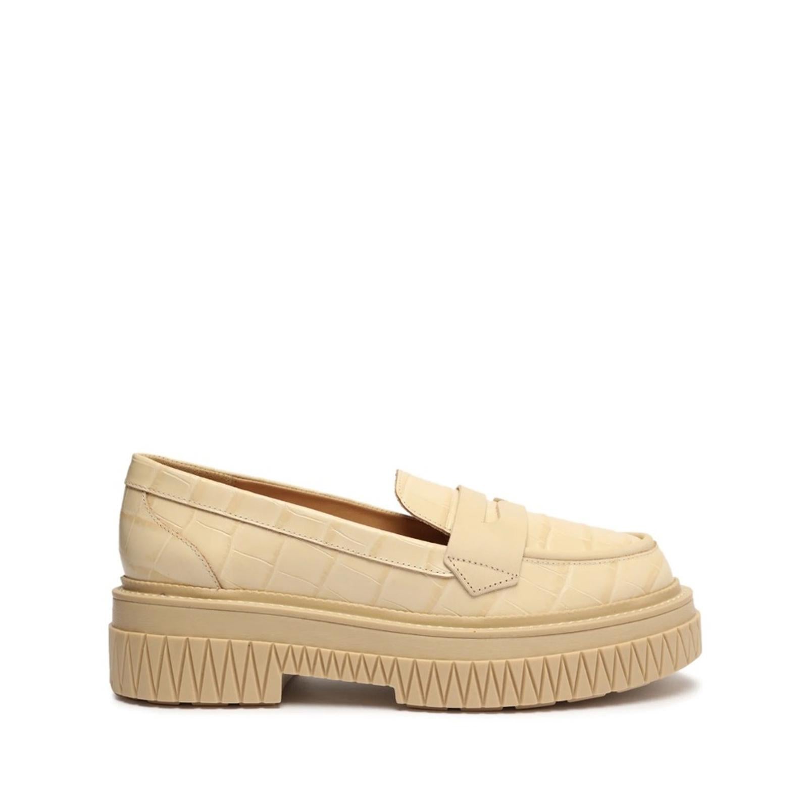 SCHUTZ Viola Crocodile-Embossed Leather Platform Loafer Size 11 New in Box