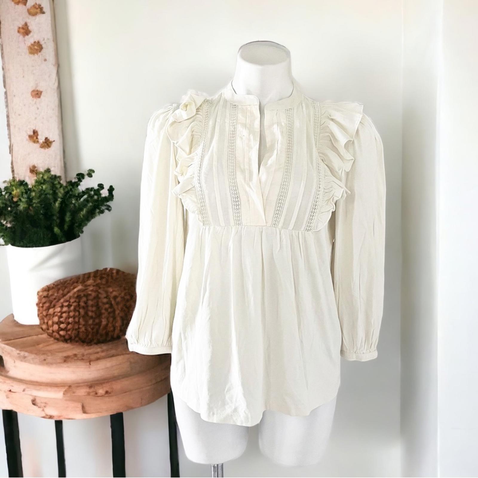 Lauren Ralph Lauren Ruffle Blouse in Winter Cream, Size XXL New w/Tag