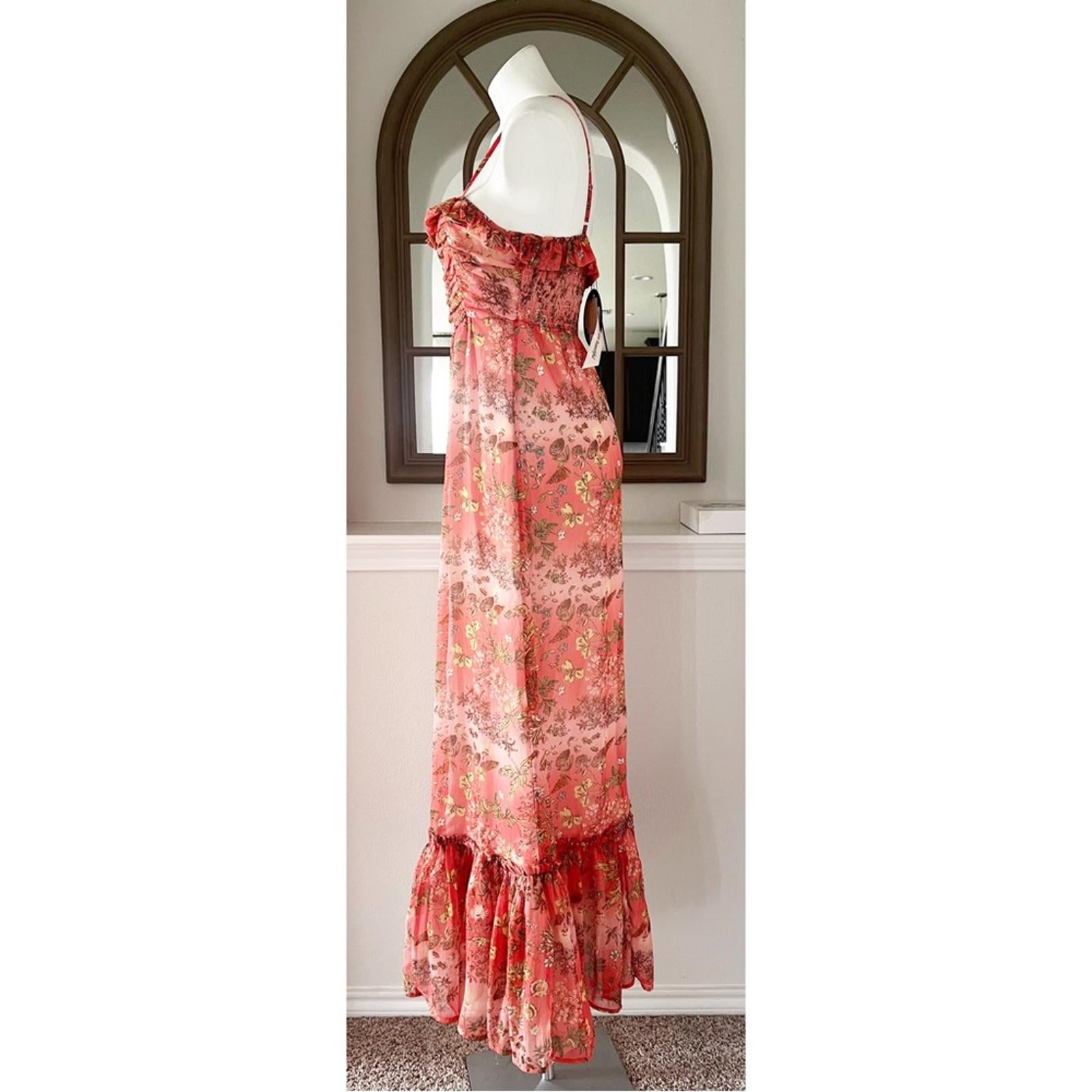 byTiMo Chiffon Sleeveless Ruffle Maxi Dress, Bright Field Size M New w/Tag $436
