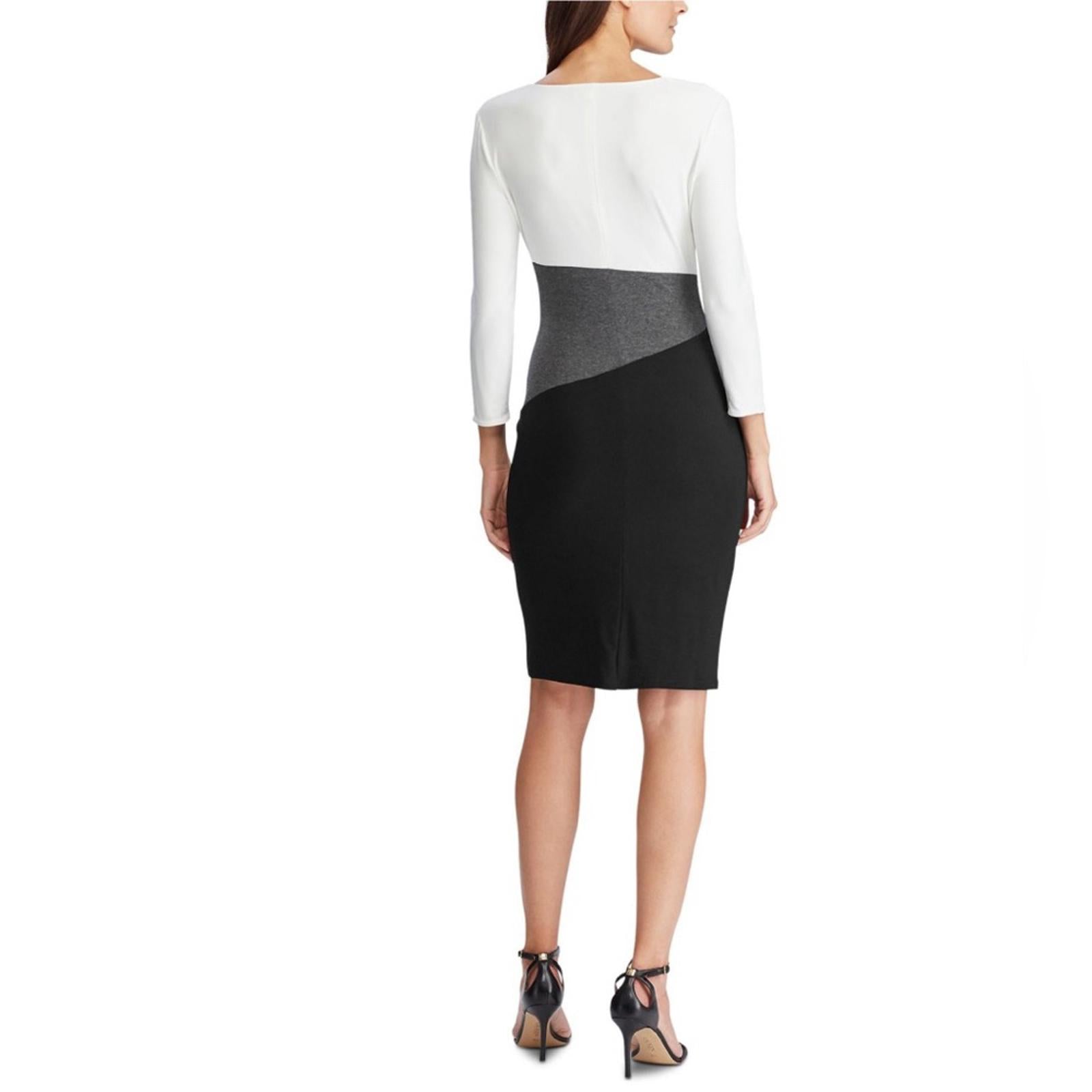 NEW Ralph Lauren Knee-Length Sheath Dress, Black/White/Grey Size 14 New w/Tag