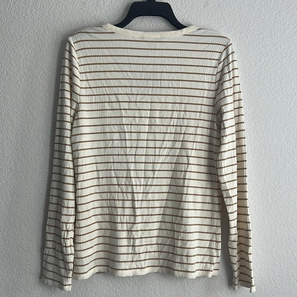 Lauren Ralph Lauren Mascarpone Cream Striped Jersey Women’s Size XL NWT