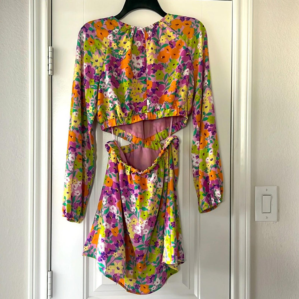 Sanctuary Blouson Sleeve Floral Cut-Out Dress, NWT, Size S, Retail $129