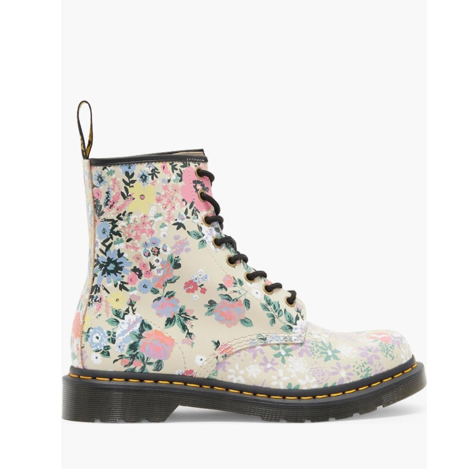 Dr. Martens 1460 Floral Lace Up Boots, Floral Beige, Size 5 New w/o Box