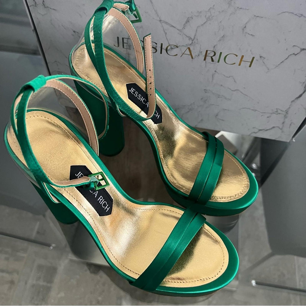 Jessica Rich Green Platform Sandals Size EU 38, New in Box with Dustbag