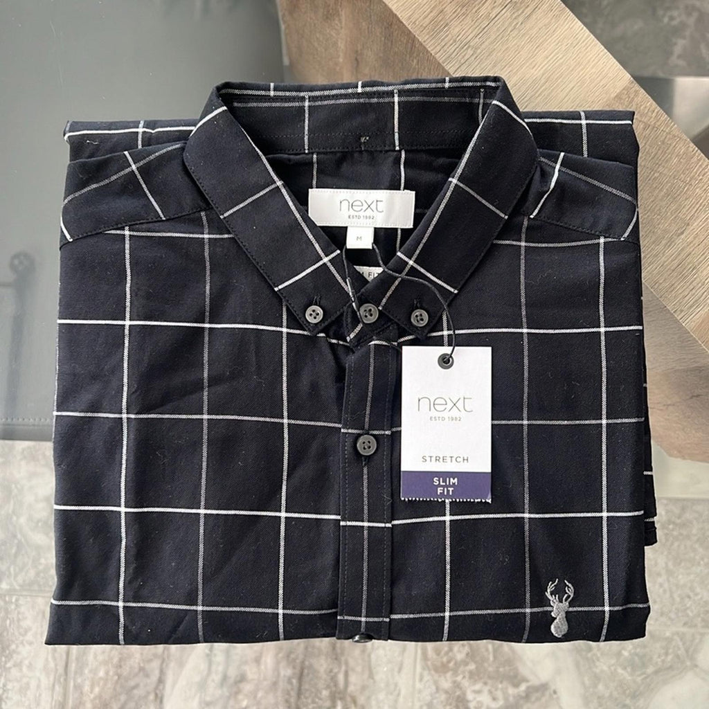 next Slim Fit Stretch Button Down Dress Shirt Black Size M New w/Tag Retail £32