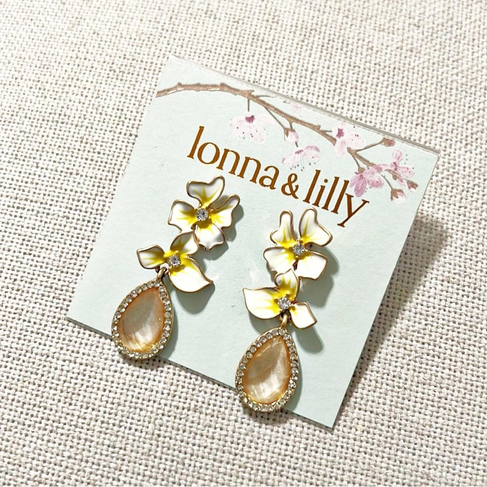 Lonna & Lilly Gold-Tone Crystal & Stone Flower Drop Earrings, New w/Tag