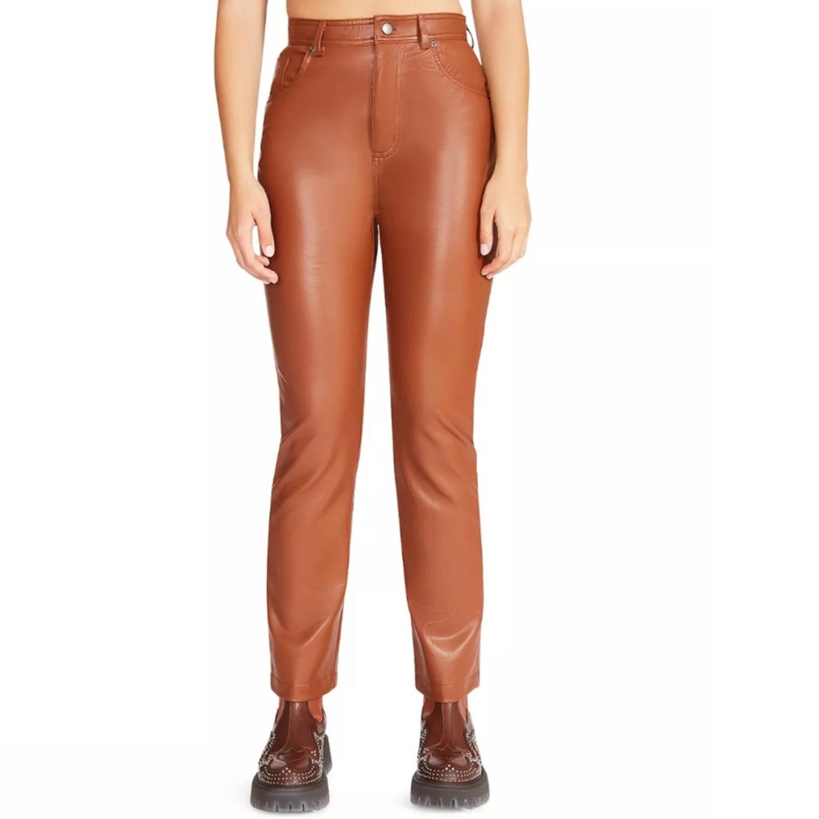 Steve Madden Josie Faux Leather Pants in Cognac/Brown, Size 25 New w/Tag