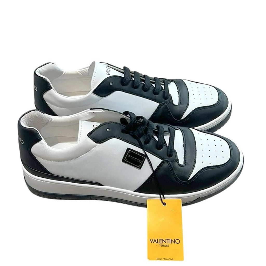 Valentino Oliver Leather Sneakers in Black/White Size 10.5 NEW w/Tag