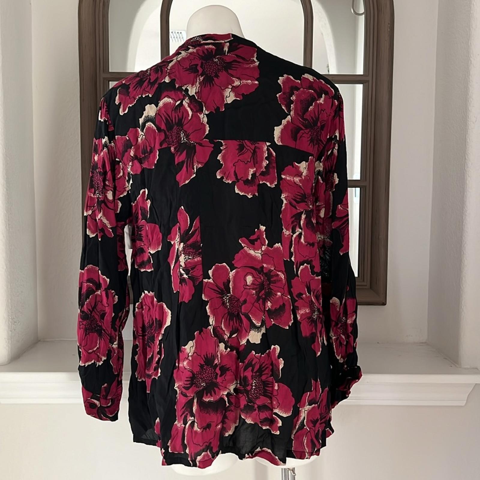 Masai Imka A-Shape Regular Big Peony Print Blouse Black & Pink Size M Retail £95