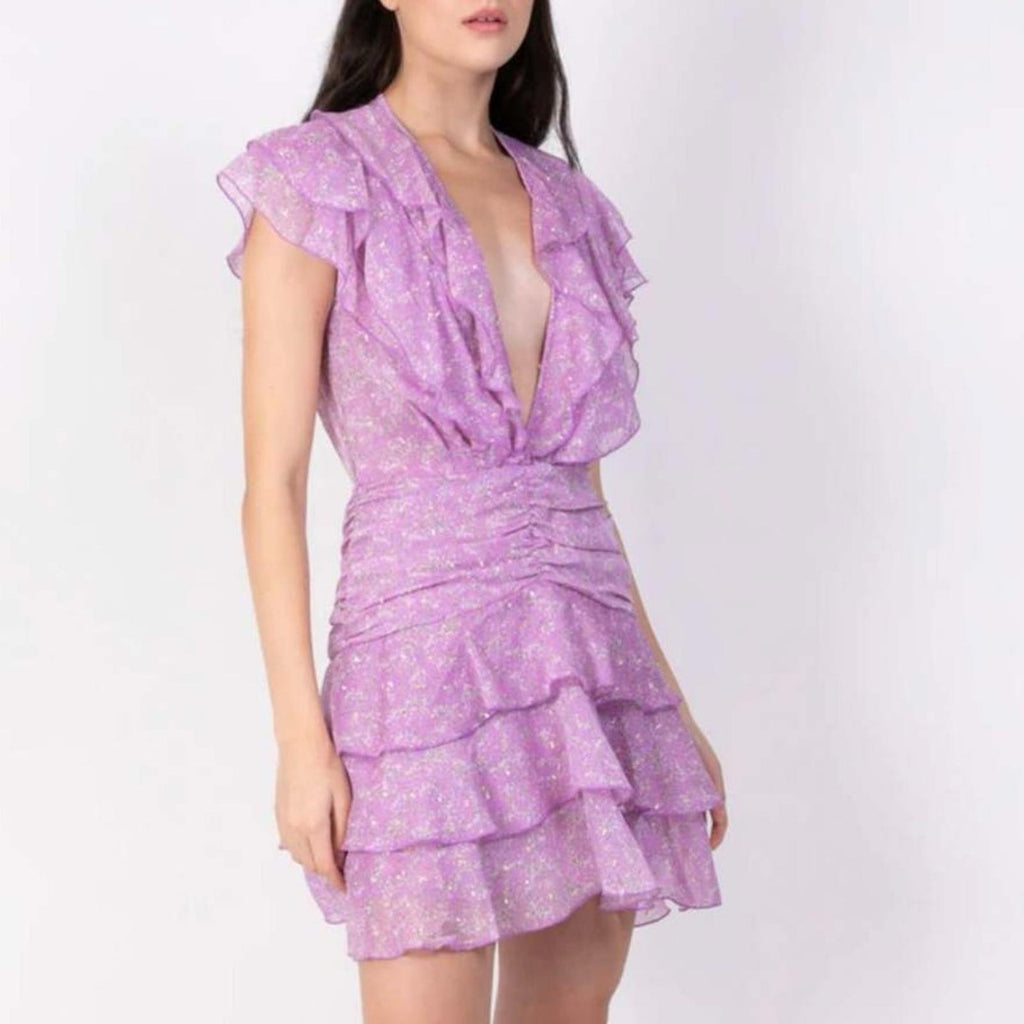 NEW Sabina Musayev Nogatin Fairy Prairie Lilac Mini Dress Size M New w/o Tag