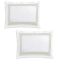 X2 Hudson Park Collection Embroidered Geo King Sham, 500Thread Count, White/Sand