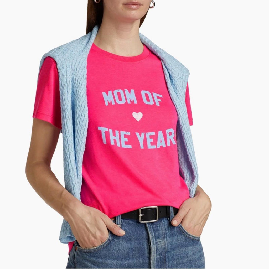 Favorite Daughter “Mom Of The Year” Crewneck T-Shirt in Pink, Size XS, NEW