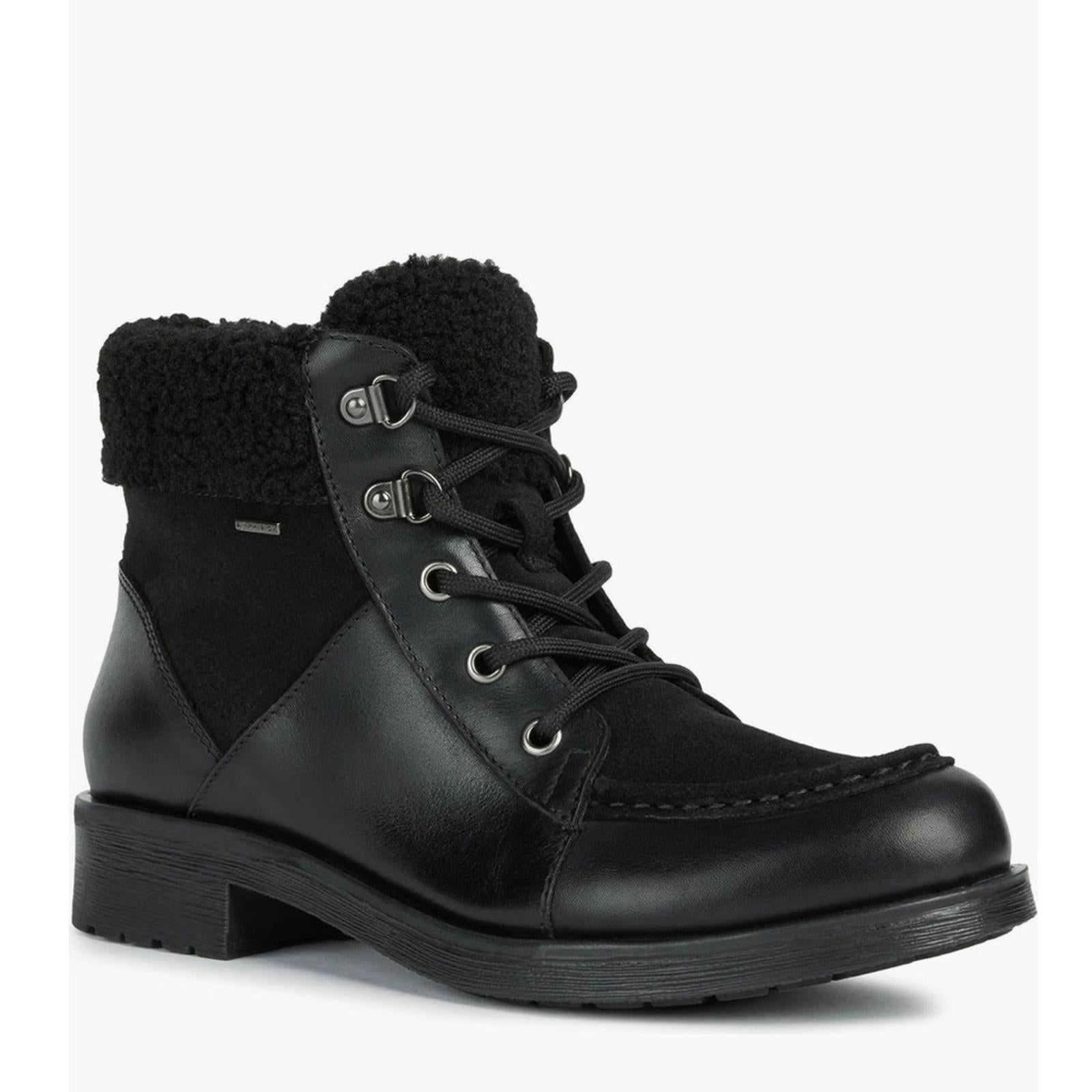 GEOX Rawelle ABX Faux Shearling Trimmed Waterproof Boots, US8 EU38 NEW in Box
