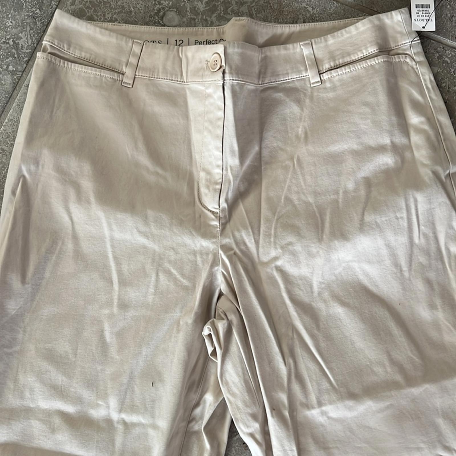 Talbots Beige Straight Leg Perfect Crop Pants, Size 12 New w/Tag