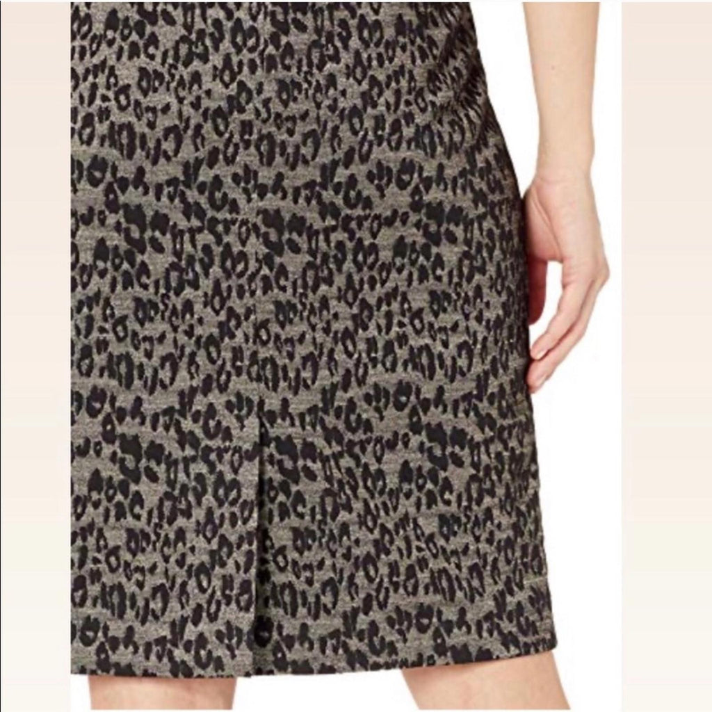 Kasper Jacquard Knit Pencil Skirt in Animal Print, Black Multi Size 18 New w/Tag