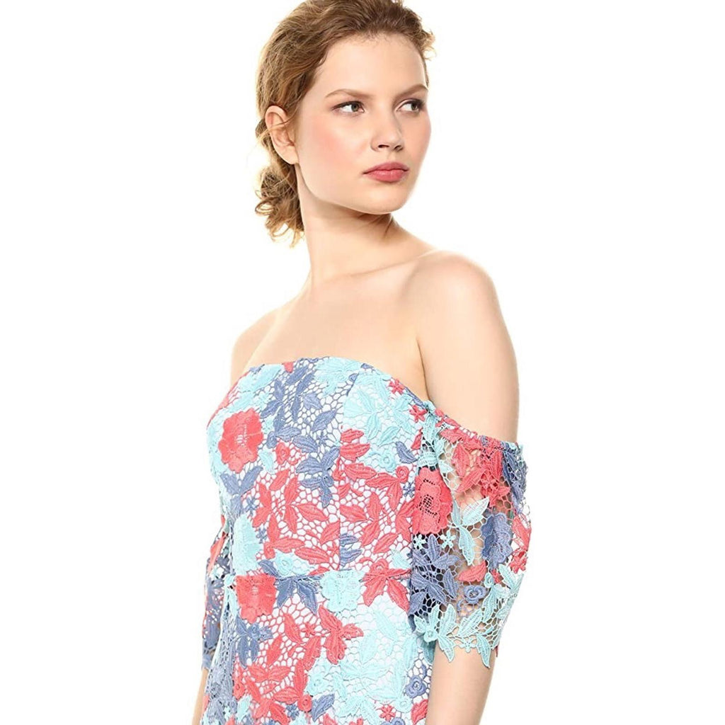 Sam Edelman Lace Three-Tone Off-the-Shoulder Dress,  Blue/Pink Size 8 New w/Tag