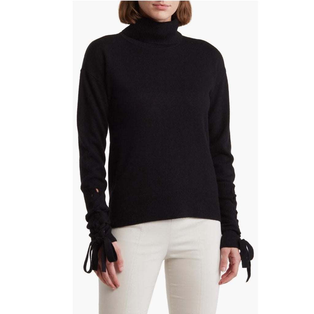 Ramy Brook Walt Turtle Neck Long Lace-Up Sleeve Top in Black, Size XS New w/Tag