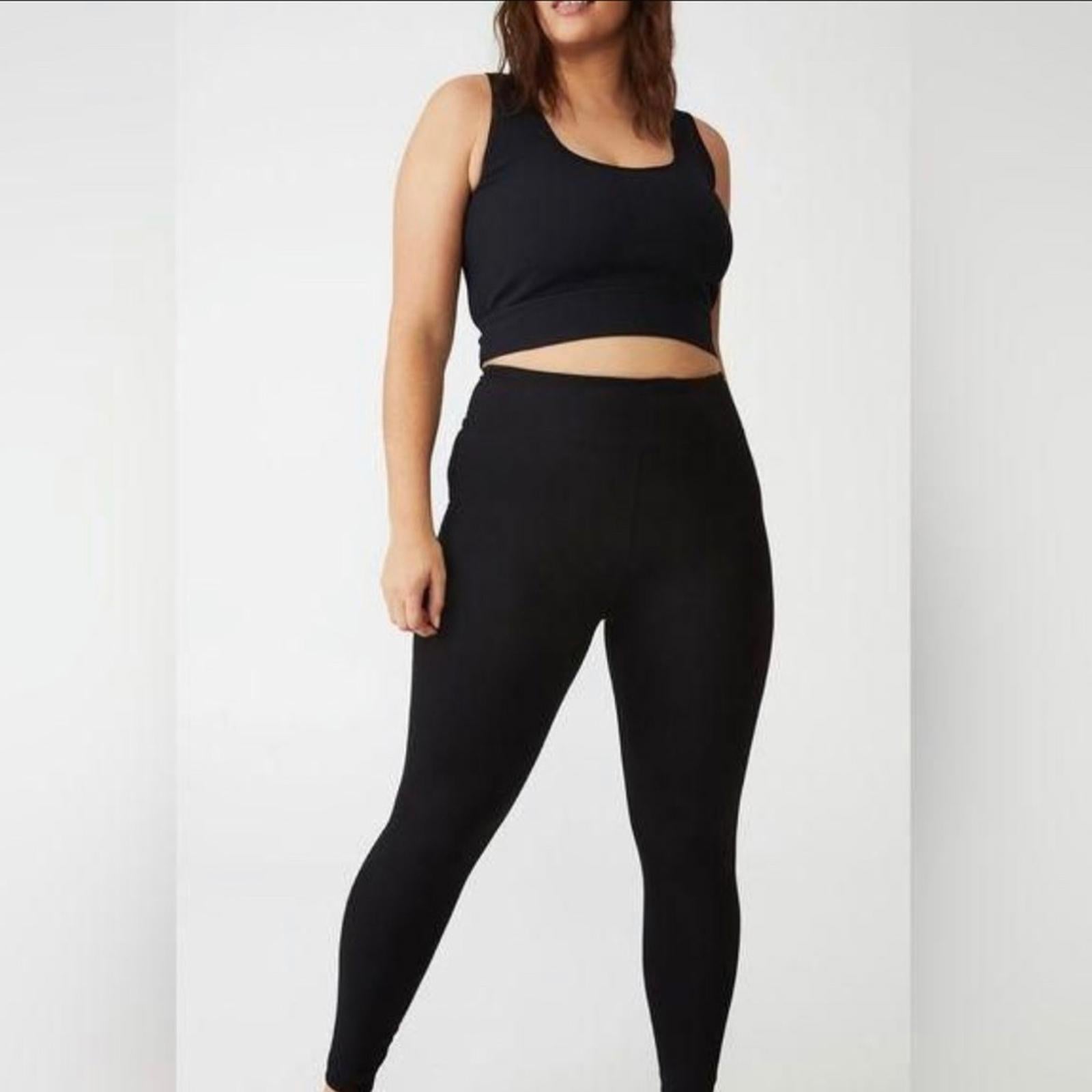 Cotton:On Curve Ultra Soft Cross Over Full Length Tight in Black, Size 14 NEW