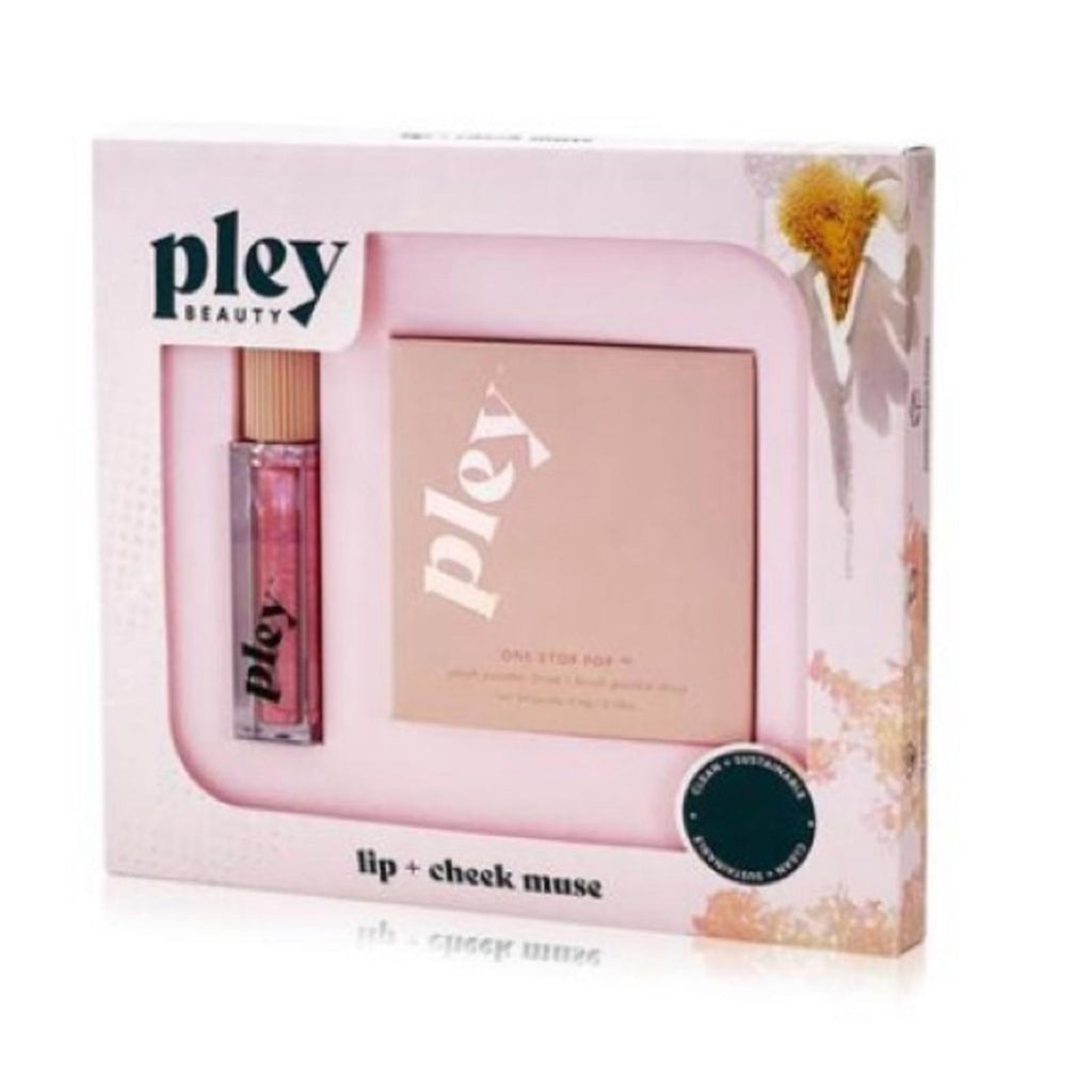 PLEY BEAUTY 2-Piece Glossy Lip Lacquer &Plush Powder Blush Set $40 Value Revolve