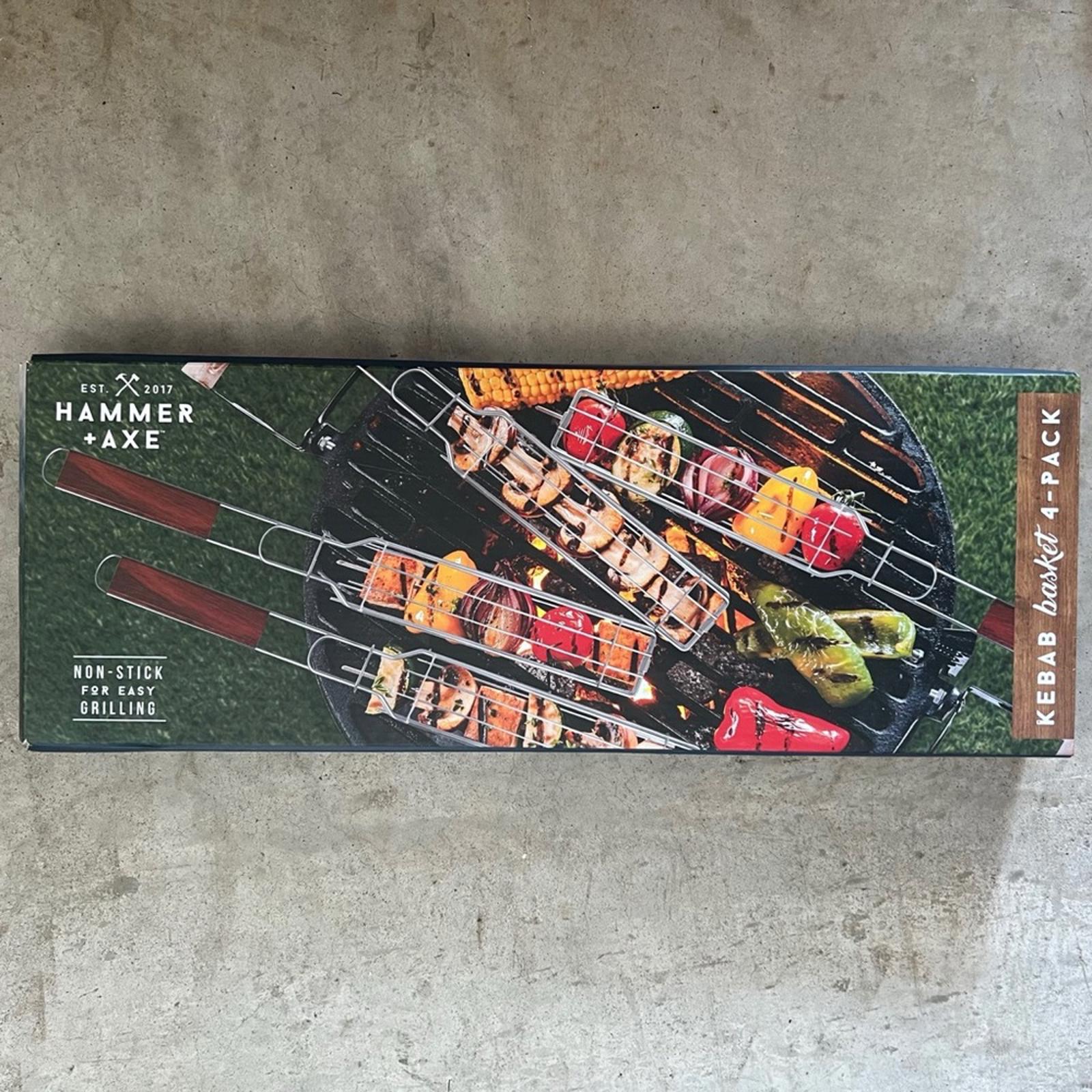 Hammer+Axe 4-Piece Kebab Basket, Non-Stick For Outdoor Grilling NWT