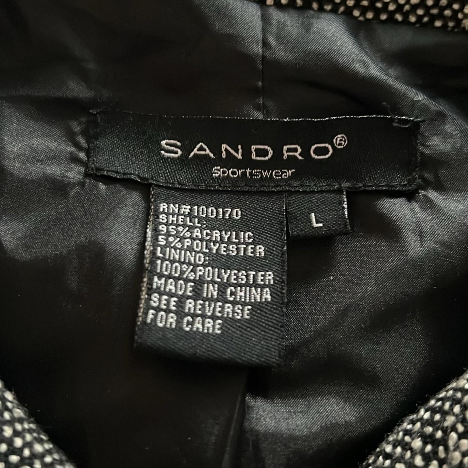 SANDRO Sportswear Tweed Jacket, Black/White Size L EXCELLENT!