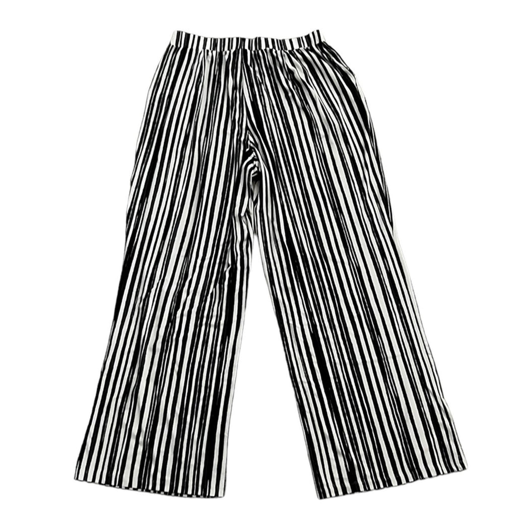 Elizabeth&Clarke Black Stripe Pull-On Wide Leg Pants, Size S, New in Packaging