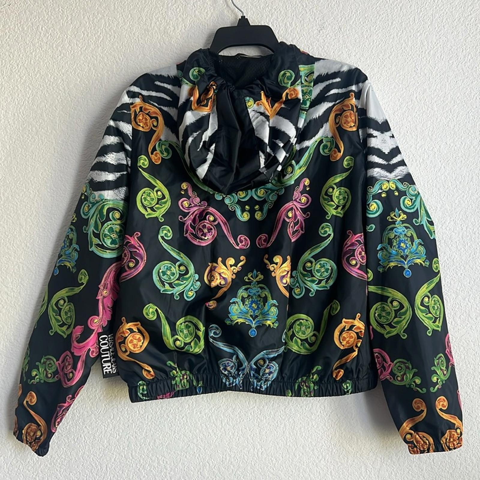 Versace Jeans Couture Multicolor Windbreaker Jacket, NWT, Size 8