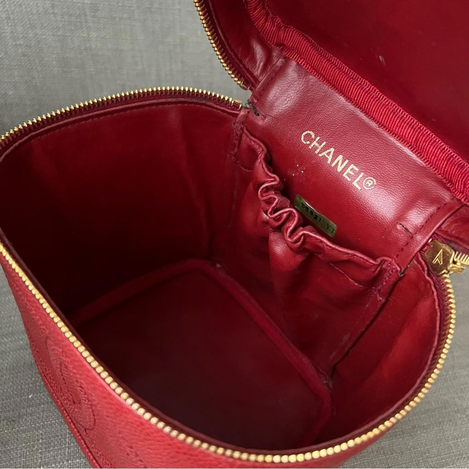 Chanel Timeless Vanity Case, Red Caviar Leather Bag