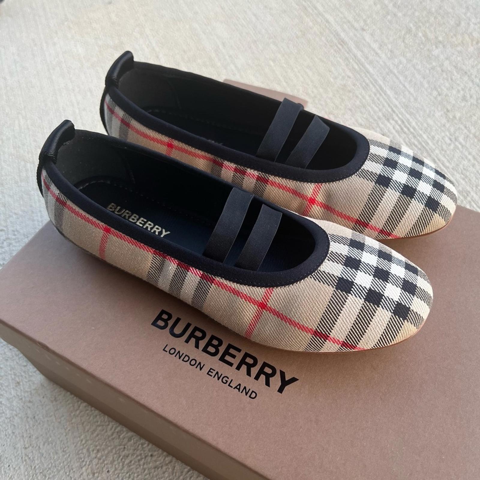 Burberry Kids Logo-Detail Check Ballerina Shoes, Size EU 35, UK 2.5 NEW in Box