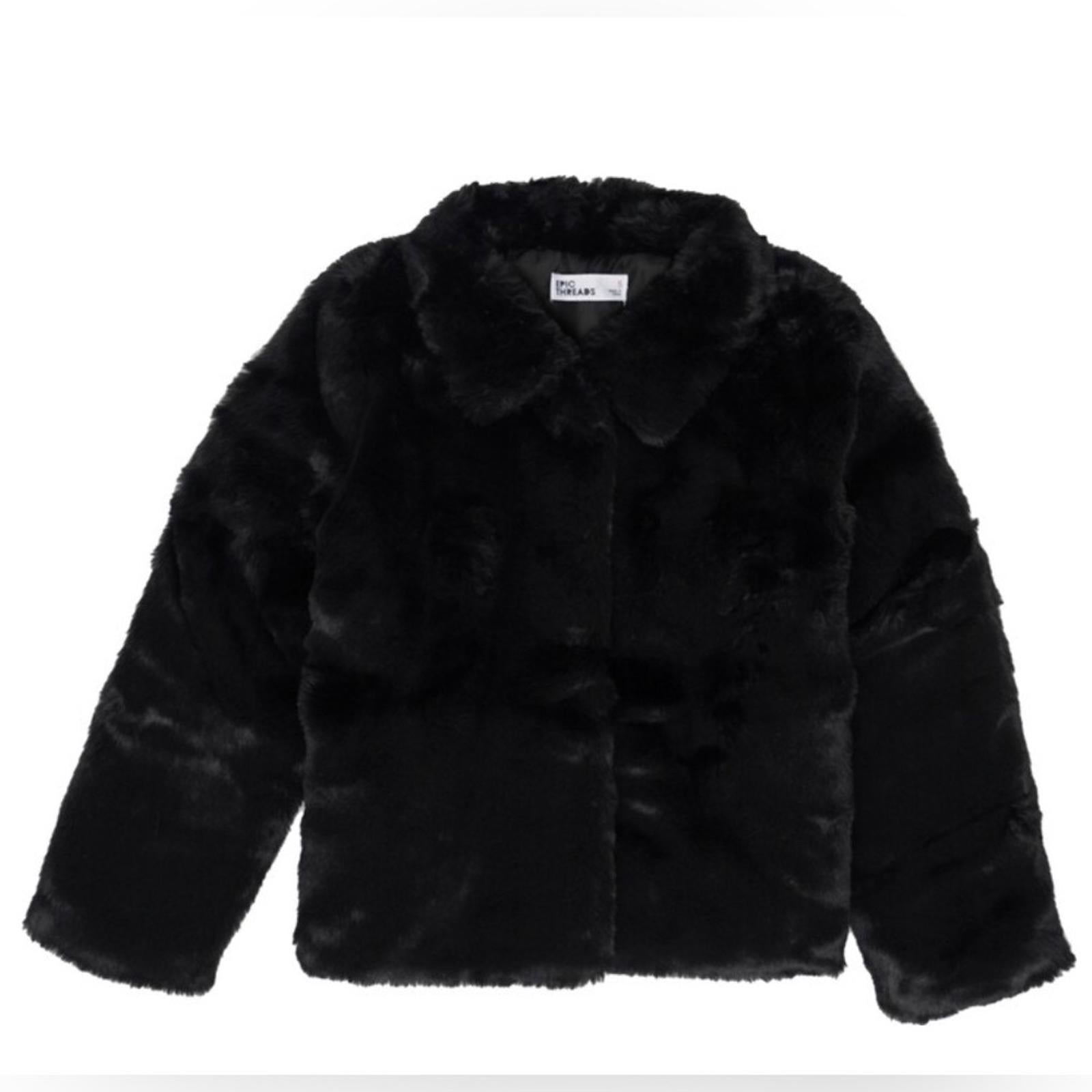 Epic Threads Faux Fur Jacket in Black, Little Girls Size 6X New w/Tag