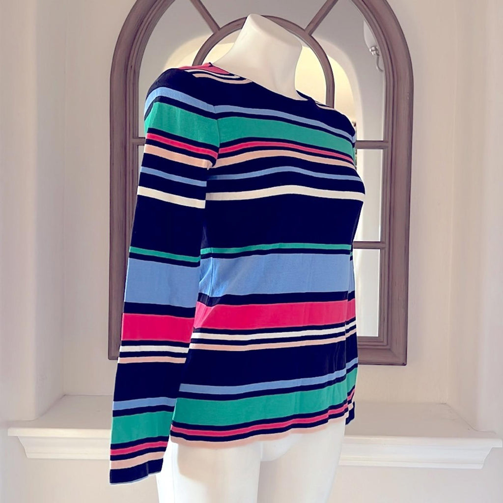 The Talbots Tee Block Striped Long Sleeve Crewneck Tee, Size S EXCELLENT!