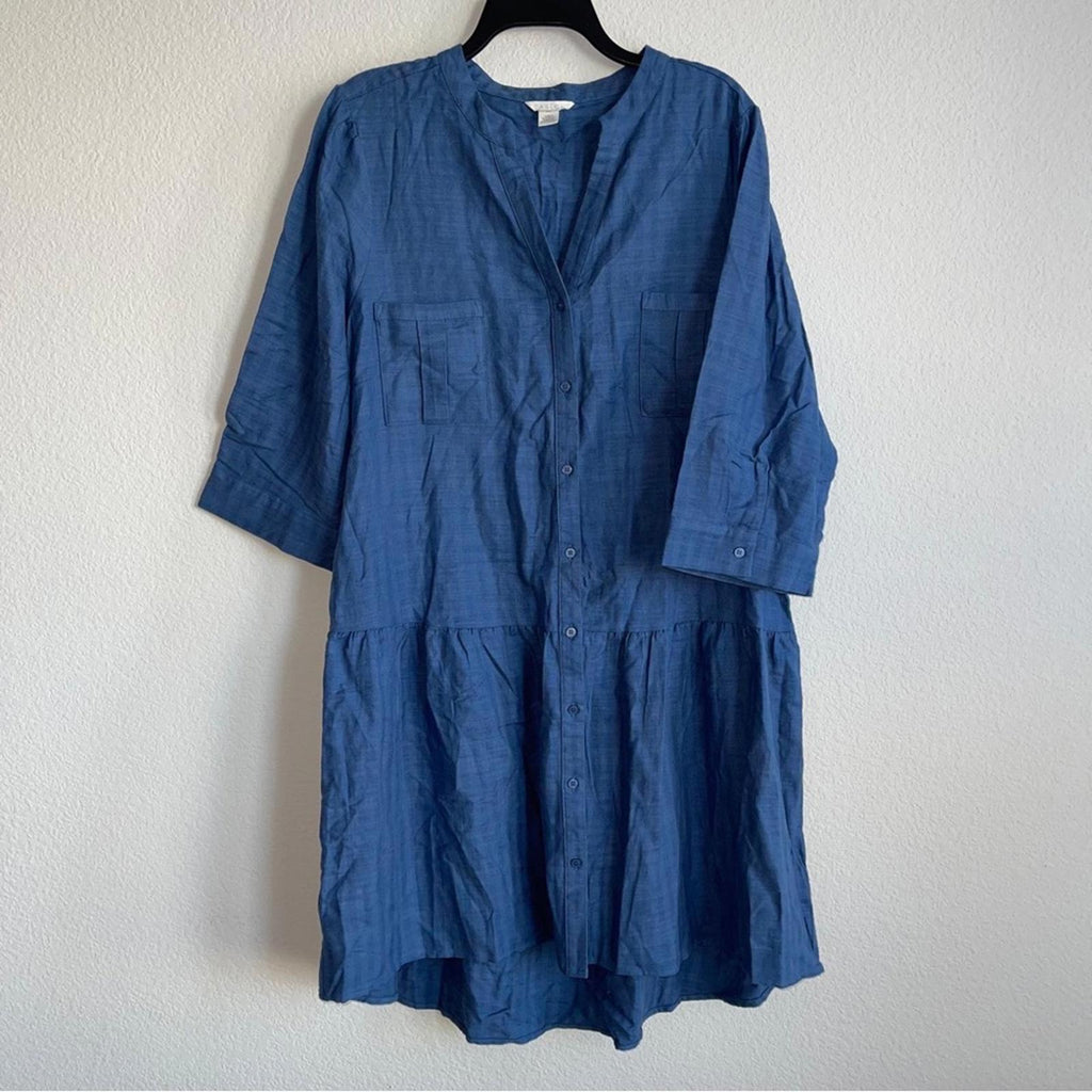 Caslon Pocket Front Drop Waist Dress in Blue Moonlight, Size XXL NEW w/o Tag