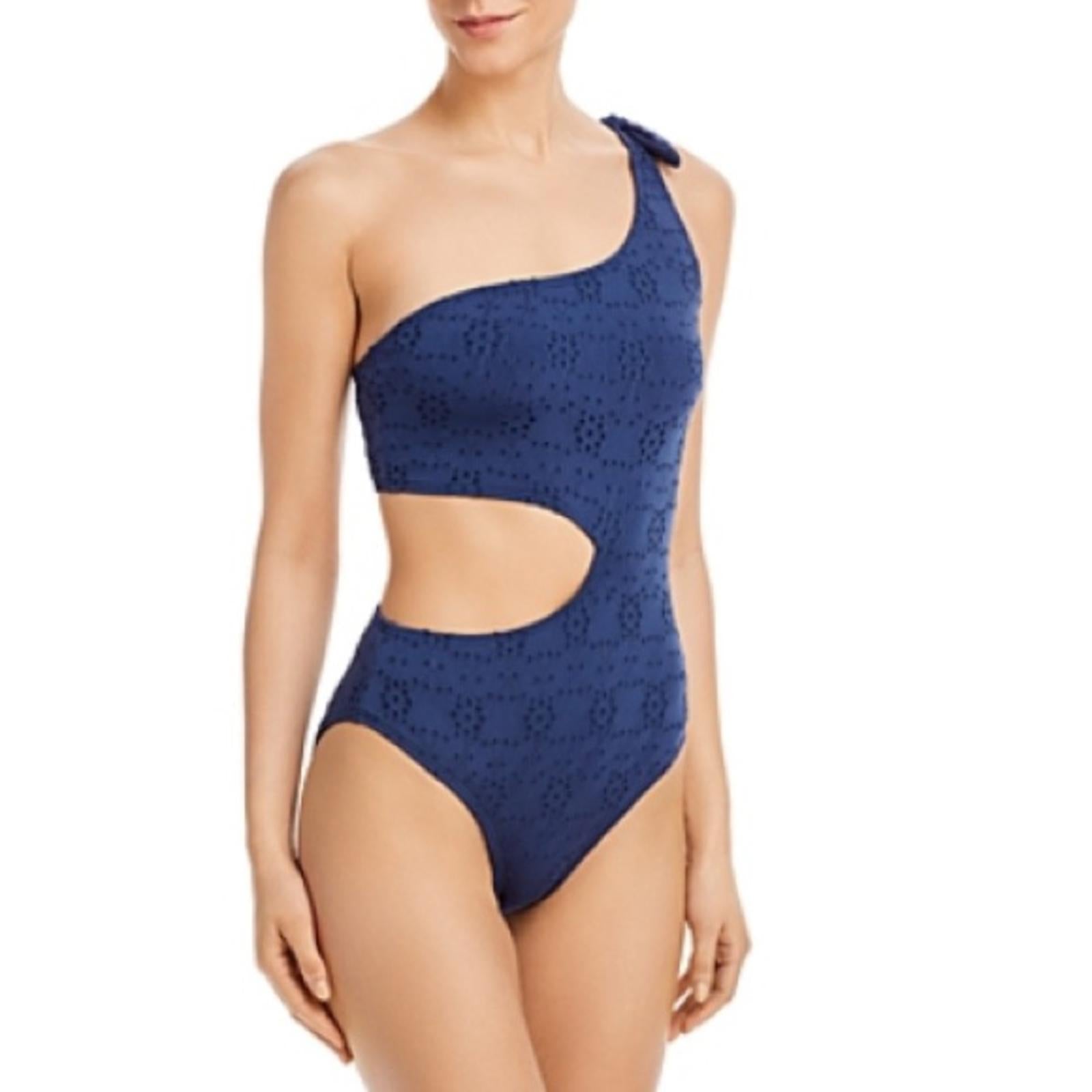 Bloomingdale’s Aqua One Shoulder Side Cutout One Piece Swimsuit, Size S NWT